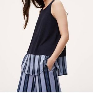 LOFT Tank Top with Contrast Striped Hem
